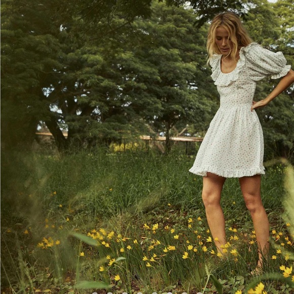 ✨Last Chance💋🧊🍧DÔEN ‘Blume’ Ramie Spring Parc Monceau Floral Ruffle Dress XXS - Picture 8 of 16